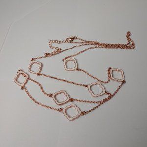 Long Rose Gold Tone Decorative Necklace 38 To 40.5 Inches